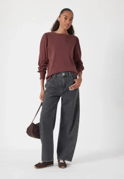 hush Tops & T-Shirts|Emily Puff Sleeve Cotton Jersey Top Rum Raisin