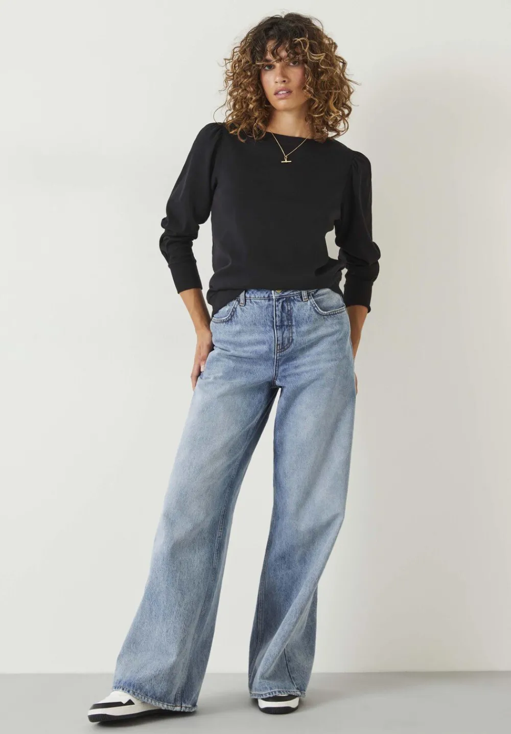 hush Tops & T-Shirts|Emily Puff Sleeve Cotton Jersey Top Black