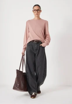 hush Tops & T-Shirts|Emily Puff Sleeve Cotton Jersey Top Rosewood Pink