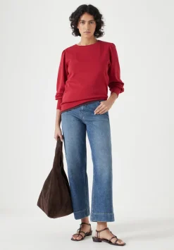 hush Tops & T-Shirts|Emily Puff Sleeve Cotton Jersey Top Bright Red