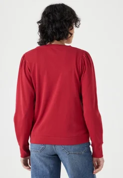 hush Tops & T-Shirts|Emily Puff Sleeve Cotton Jersey Top Bright Red