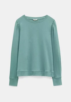 hush Tops & T-Shirts|Emily Puff Sleeve Cotton Jersey Top Dark Aqua Green