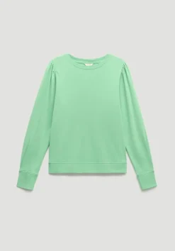 hush Tops & T-Shirts|Emily Puff Sleeve Cotton Jersey Top Apple Green
