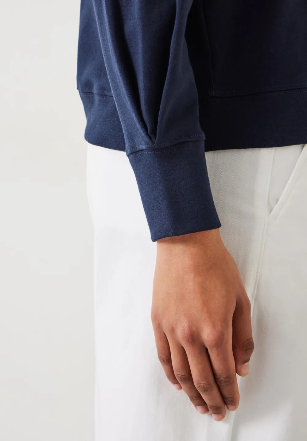 hush Tops & T-Shirts|Emily Puff Sleeve Cotton Jersey Top Navy