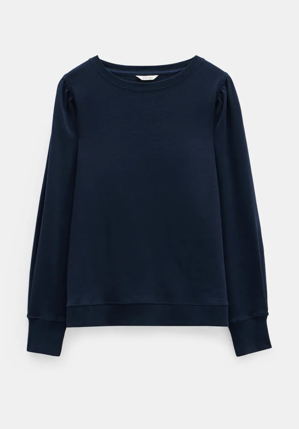 hush Tops & T-Shirts|Emily Puff Sleeve Cotton Jersey Top Navy