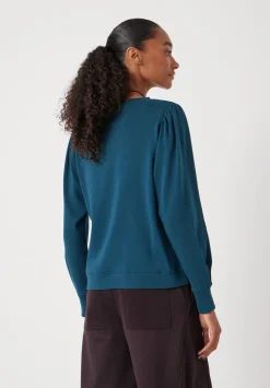 hush Tops & T-Shirts|Emily Puff Sleeve Cotton Jersey Top Deep Teal