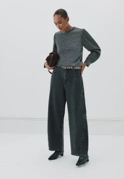 hush Tops & T-Shirts|Emily Sparkle Puff Sleeve Jersey Top Gunmetal Grey
