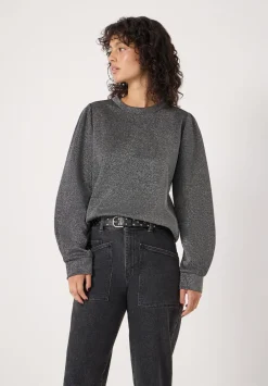 hush Tops & T-Shirts|Emily Sparkle Puff Sleeve Jersey Top Gunmetal Grey