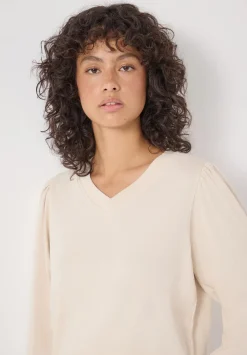 hush Tops & T-Shirts|Emily V-Neck Puff Sleeve Top Almond