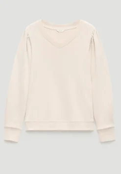 hush Tops & T-Shirts|Emily V-Neck Puff Sleeve Top Almond