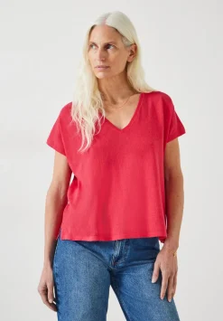 hush Tops & T-Shirts|Jumpers & Cardigans|Emmerline Linen Blend Knitted Top Magenta