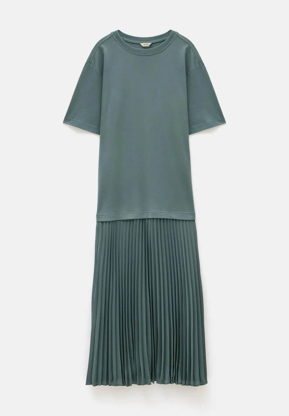hush Jeans|Dresses|Esme Short Sleeve Pleated Midi Dress Sage Green