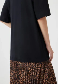 hush Jeans|Dresses|Esme Short Sleeve Pleated Midi Dress Brown Leopard Print