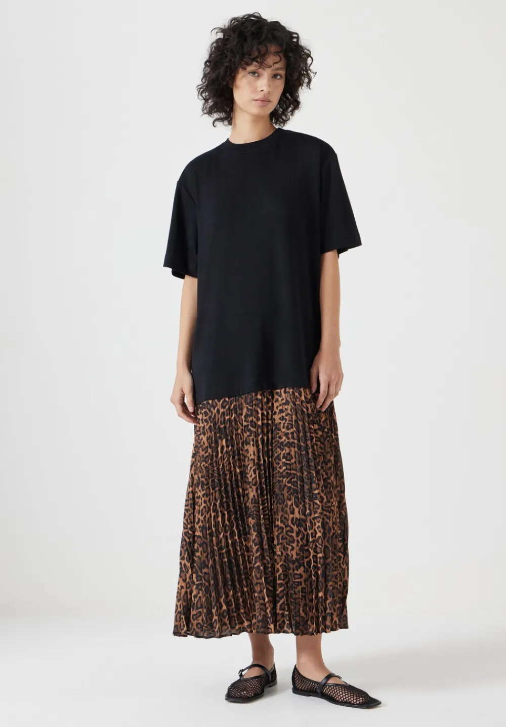 hush Jeans|Dresses|Esme Short Sleeve Pleated Midi Dress Brown Leopard Print