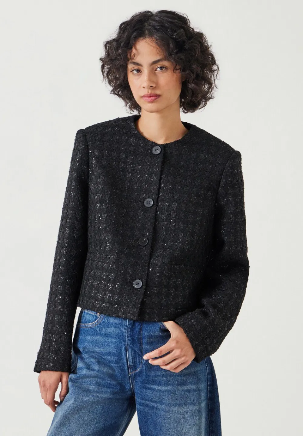 hush Jackets & Coats|Ester Sequin Boucle Jacket Black