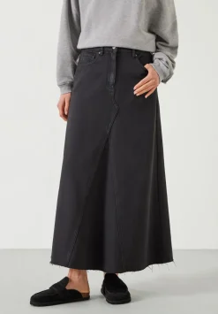 hush Skirts|Eva Denim Maxi Skirt Dark Grey
