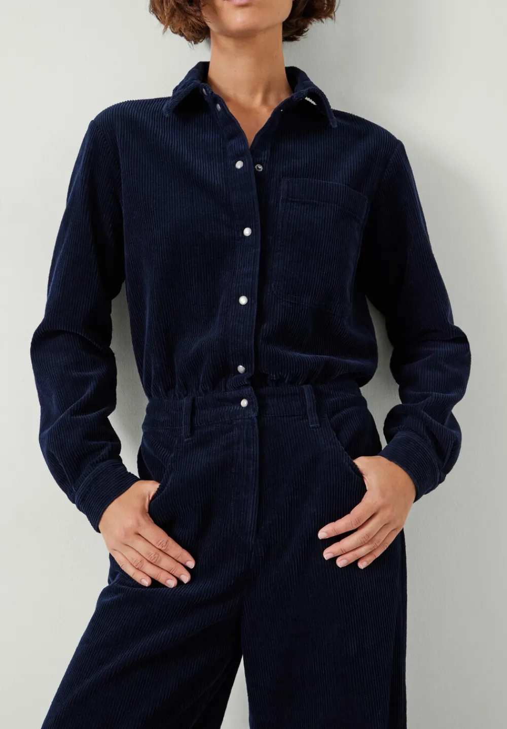 hush Jumpsuits|Evelyn Cord Jumpsuit Navy