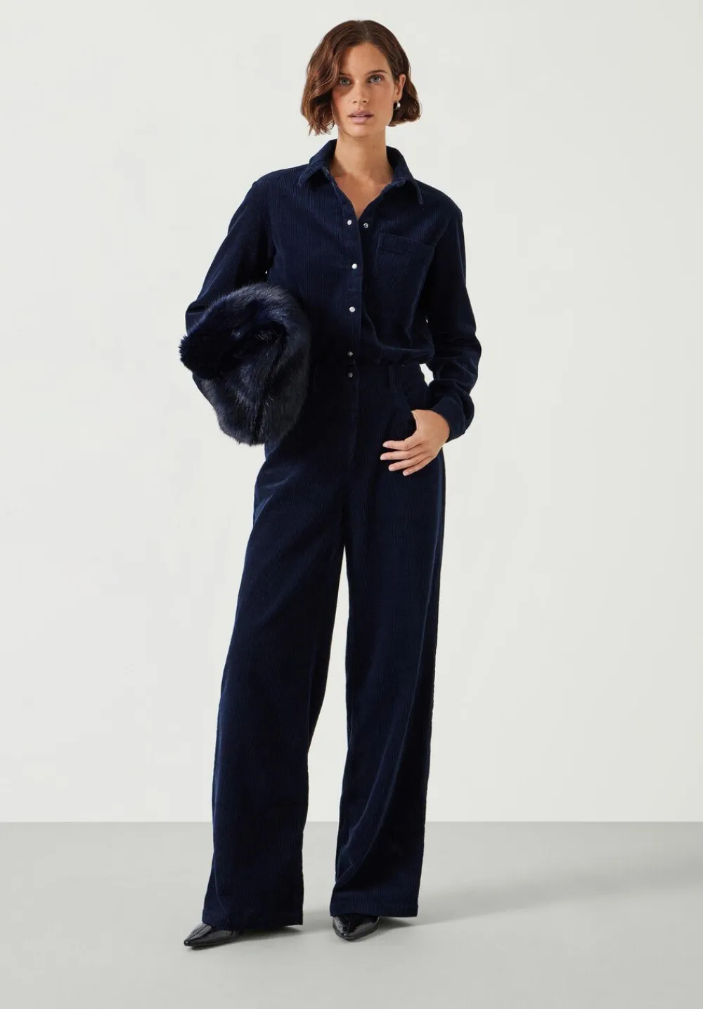 hush Jumpsuits|Evelyn Cord Jumpsuit Navy