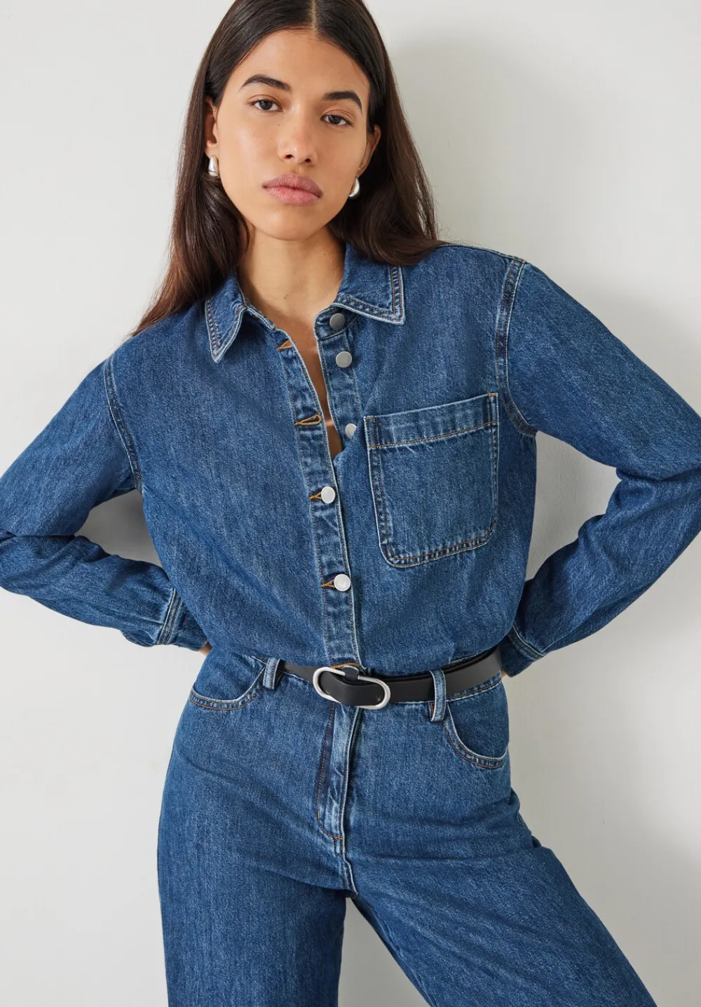hush Jumpsuits|Evelyn Denim Jumpsuit Mid Authentic Wash