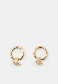 hush Jewellery|Evil Eye Hoop Earrings Gold/Blue