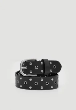 hush Belts|Eyelet Leather Belt Black
