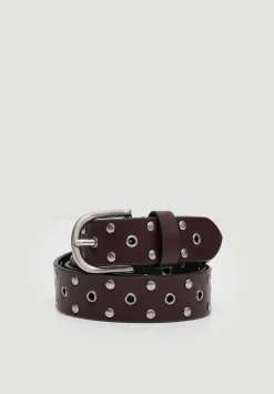 hush Belts|Eyelet Leather Belt Wine Red