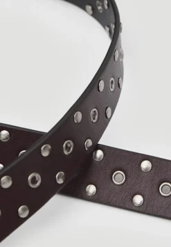 hush Belts|Eyelet Leather Belt Wine Red