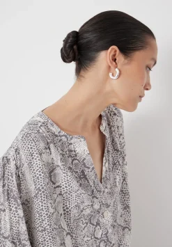 hush Shirts & Blouses|Fernanda Snake Printed Blouse Natural Snake Grey