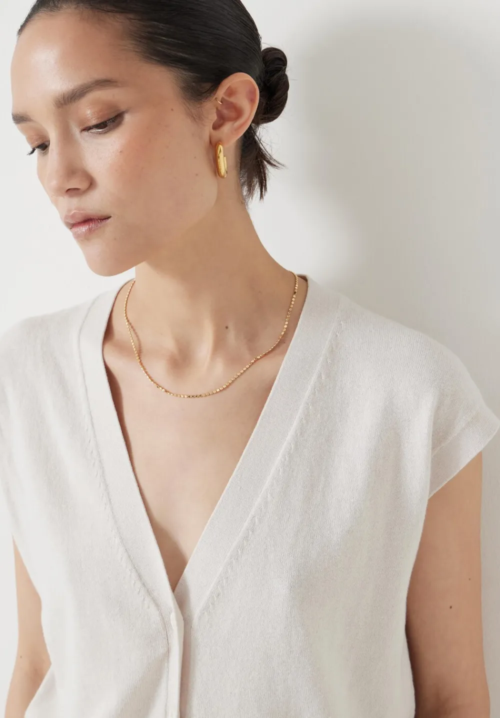 hush Tops & T-Shirts|Jumpers & Cardigans|Fine Knit Button Front Vest Top Off White