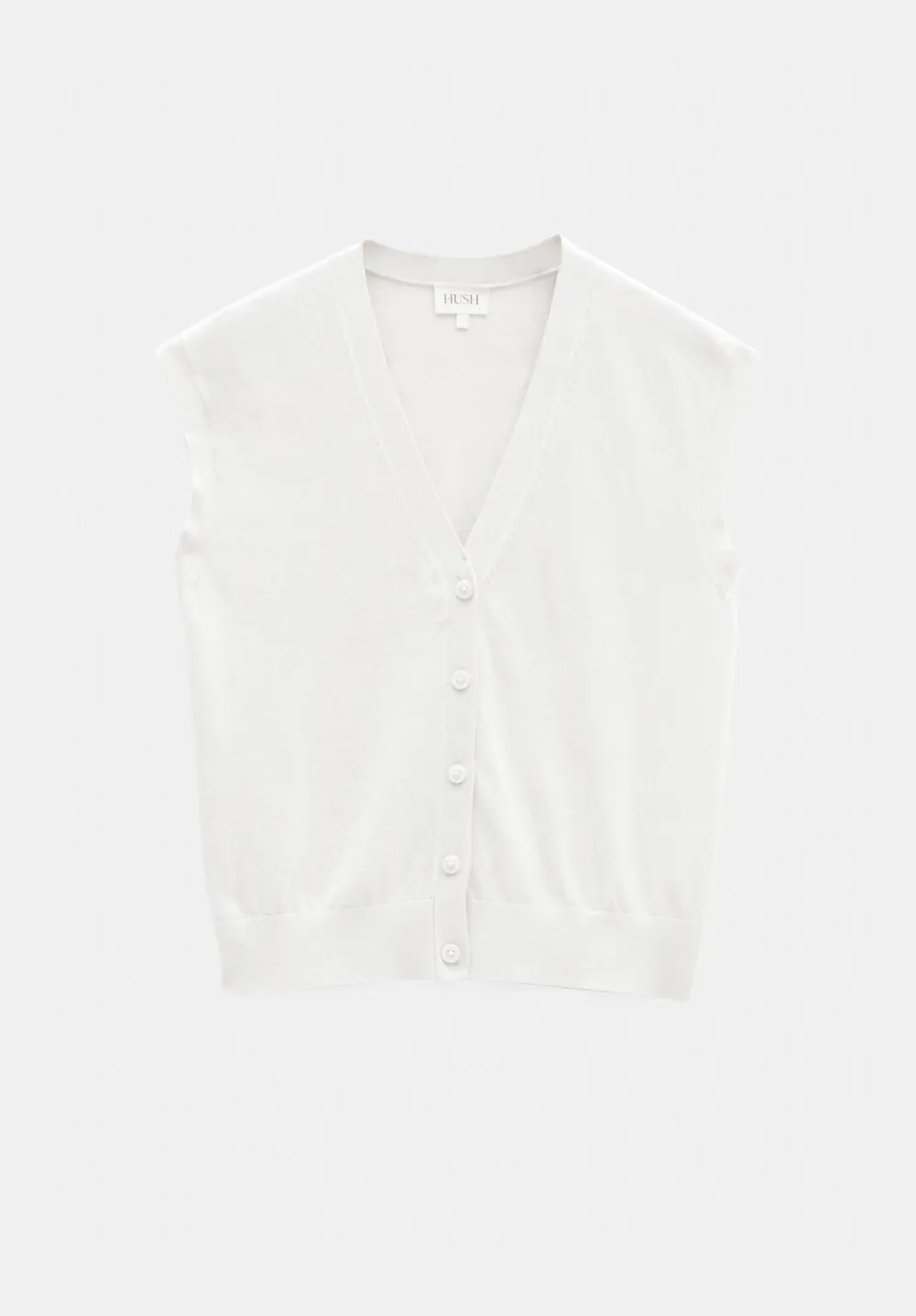 hush Tops & T-Shirts|Jumpers & Cardigans|Fine Knit Button Front Vest Top Off White