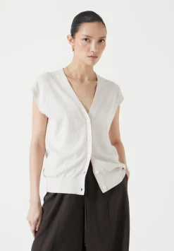 hush Tops & T-Shirts|Jumpers & Cardigans|Fine Knit Button Front Vest Top Off White