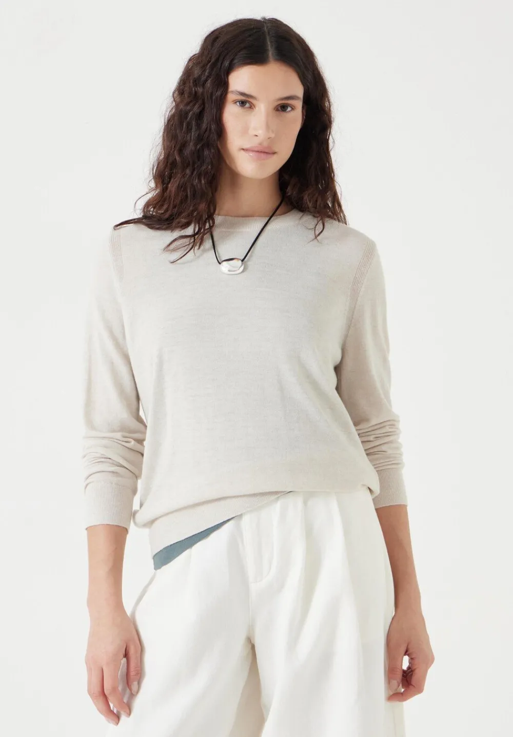 hush Jumpers & Cardigans|Fine Knit Wool Blend Jumper OATMEAL MARL