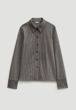 hush Tops & T-Shirts|Fitted Check Jersey Shirt Brown Check