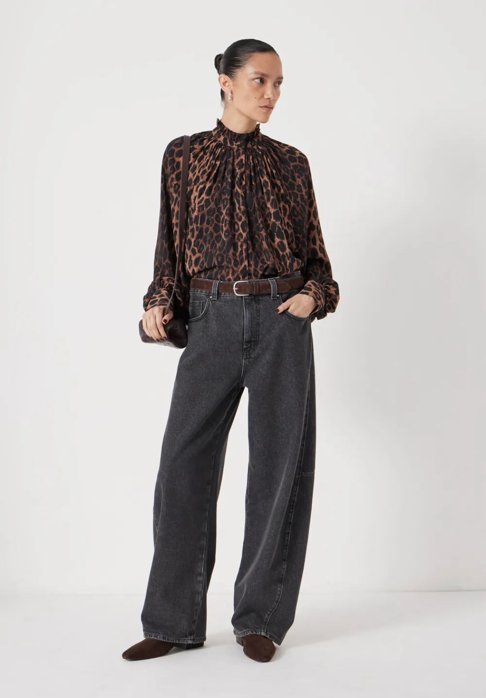 hush Shirts & Blouses|Fleur Floaty Chiffon Blouse Natural Leopard Brown