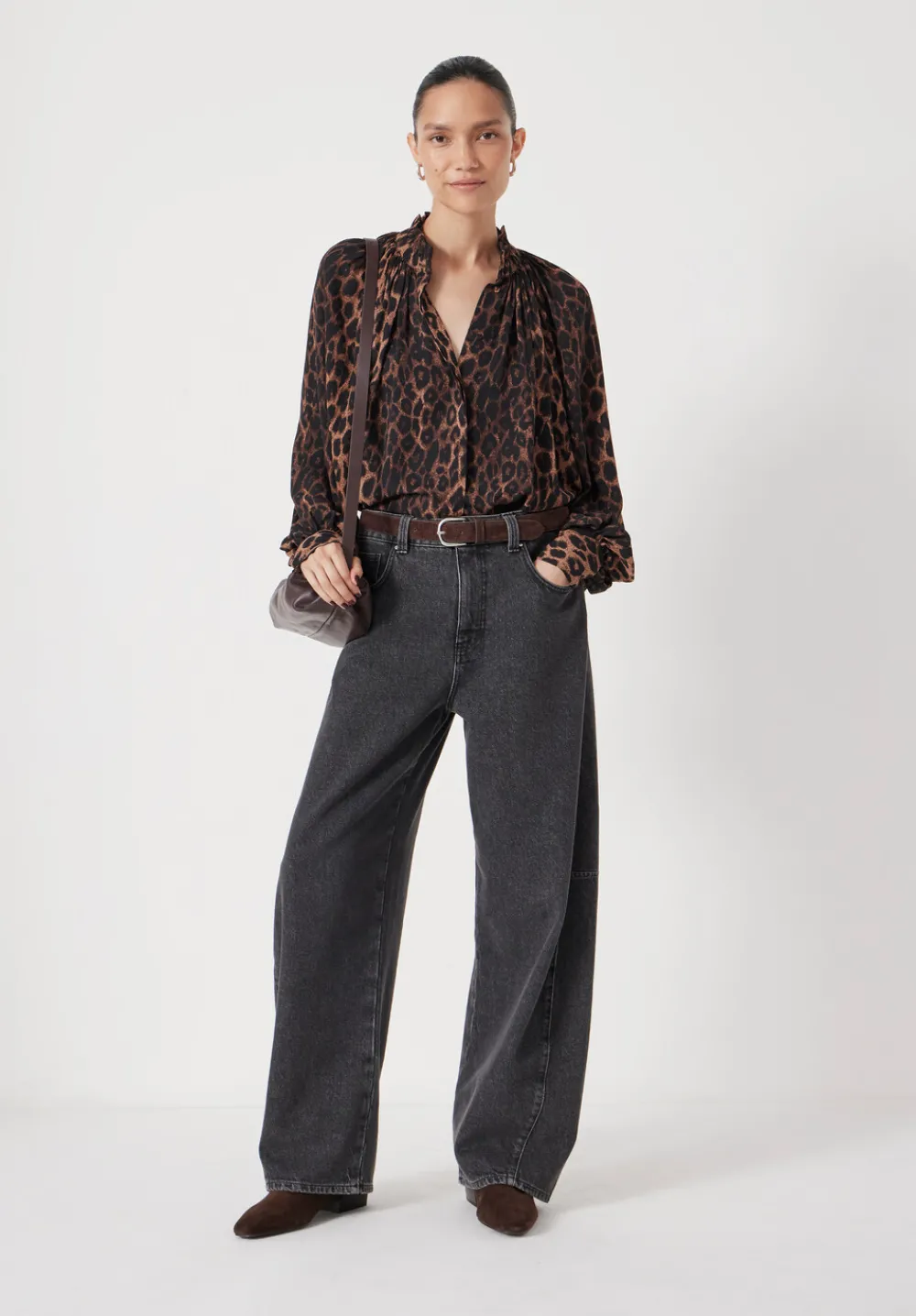 hush Shirts & Blouses|Fleur Floaty Chiffon Blouse Natural Leopard Brown