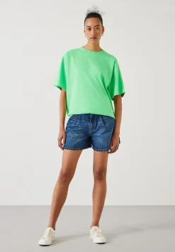 hush Tops & T-Shirts|Flo Oversized Cotton T-Shirt Poison Green