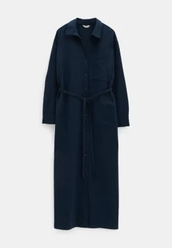 hush Dresses|Florence Maxi Shirt Dress With Linen Midnight Navy