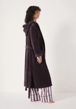 hush Pyjamas & Nightwear|Fluffy Hooded Dressing Gown Plum Purple