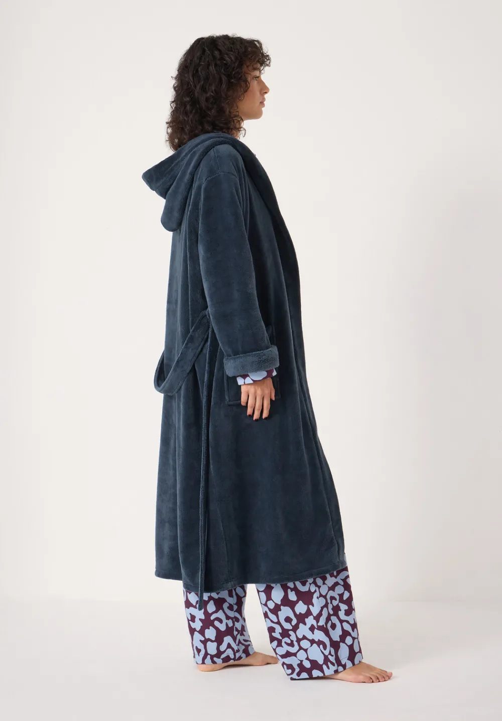 hush Pyjamas & Nightwear|Fluffy Hooded Dressing Gown Teal Blue