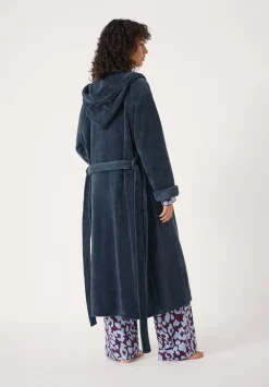 hush Pyjamas & Nightwear|Fluffy Hooded Dressing Gown Teal Blue