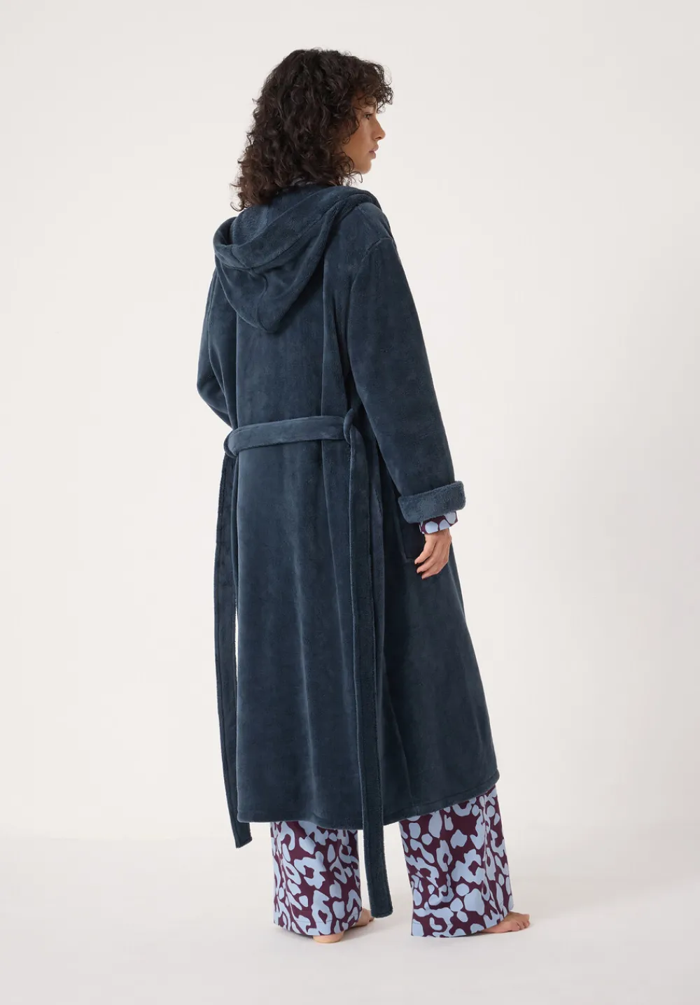 hush Pyjamas & Nightwear|Fluffy Hooded Dressing Gown Teal Blue