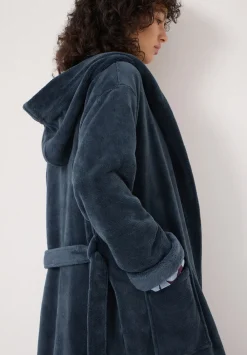 hush Pyjamas & Nightwear|Fluffy Hooded Dressing Gown Teal Blue