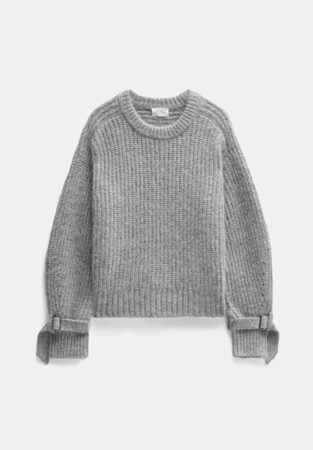 hush Jumpers & Cardigans|Francis Tie and Buckle Detail Jumper Grey Marl
