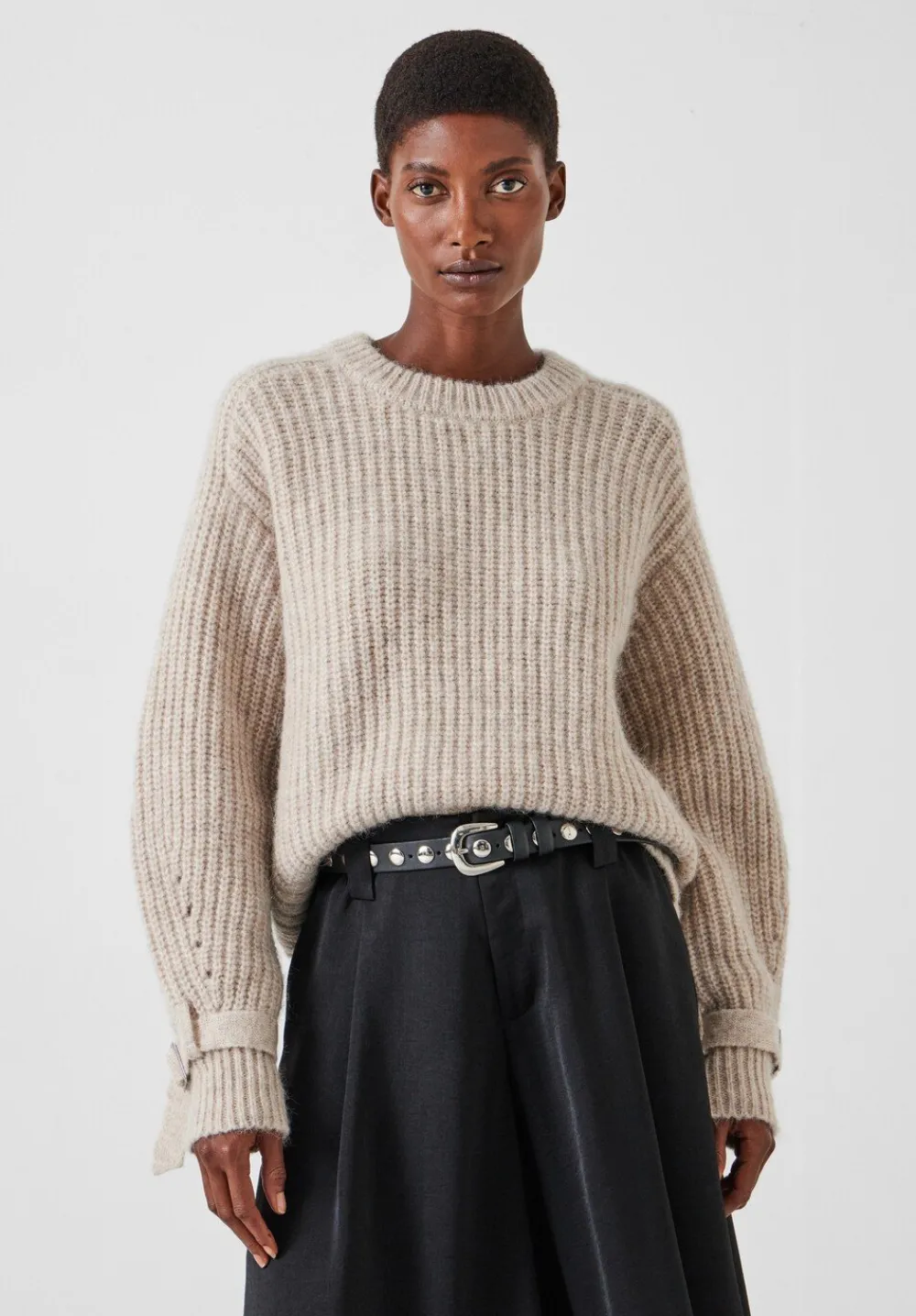 hush Jumpers & Cardigans|Francis Tie and Buckle Detail Jumper Light Beige