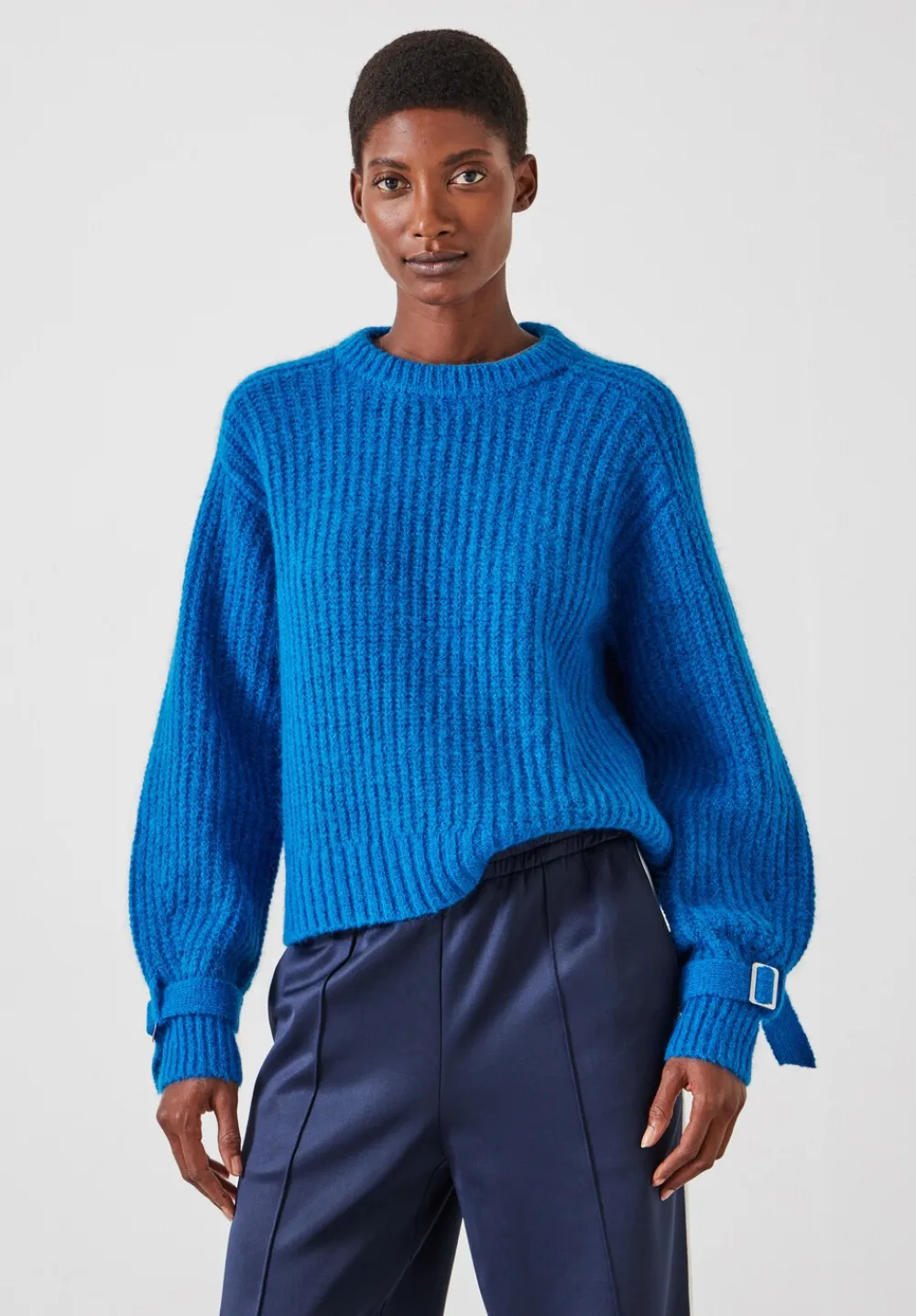 hush Jumpers & Cardigans|Francis Tie and Buckle Detail Jumper Bright Blue
