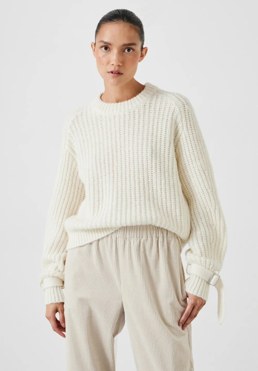 hush Jumpers & Cardigans|Francis Tie and Buckle Detail Jumper Off White