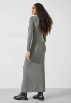 hush Dresses|Frankie Gather Maxi Dress Charcoal Marl