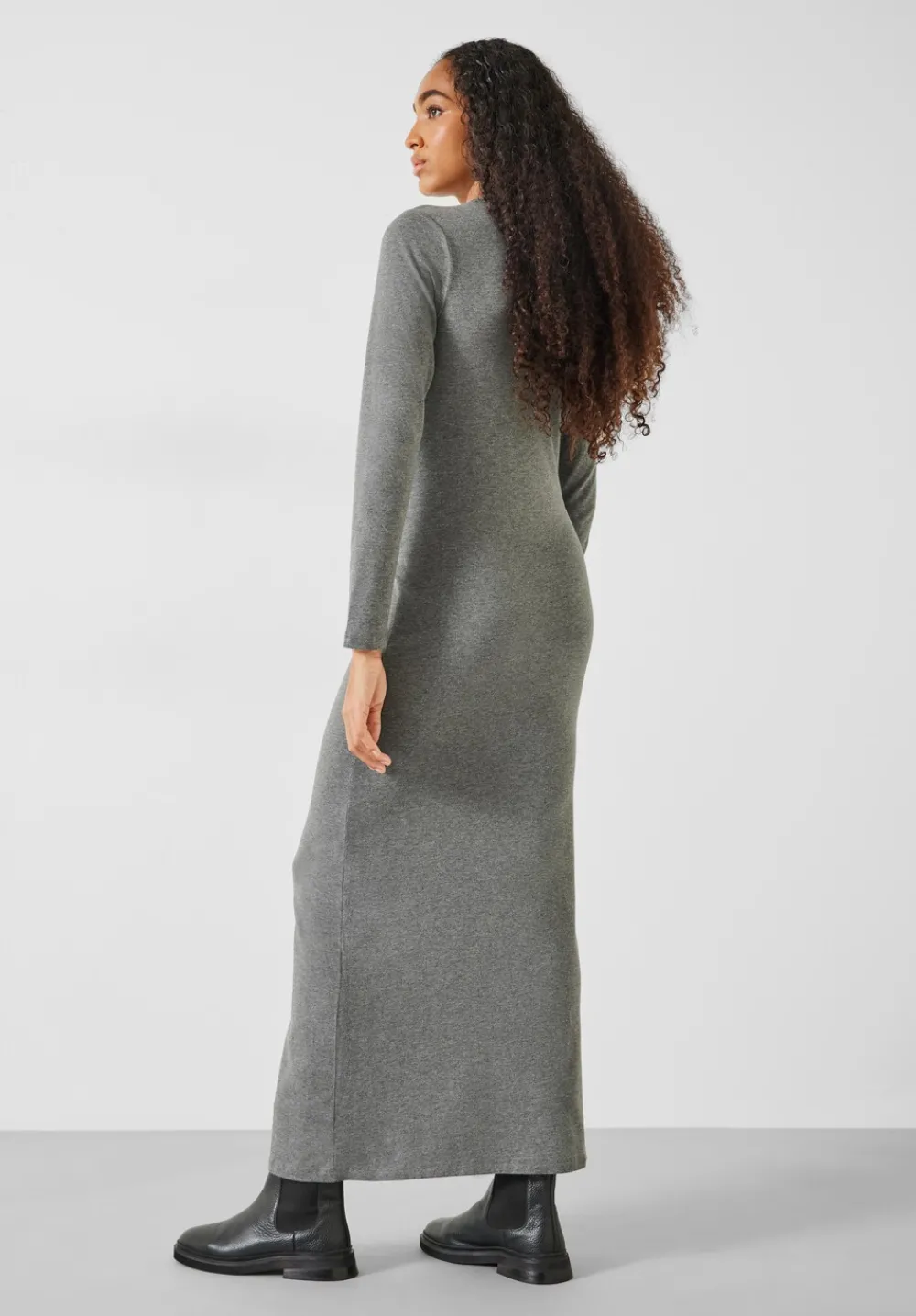 hush Dresses|Frankie Gather Maxi Dress Charcoal Marl
