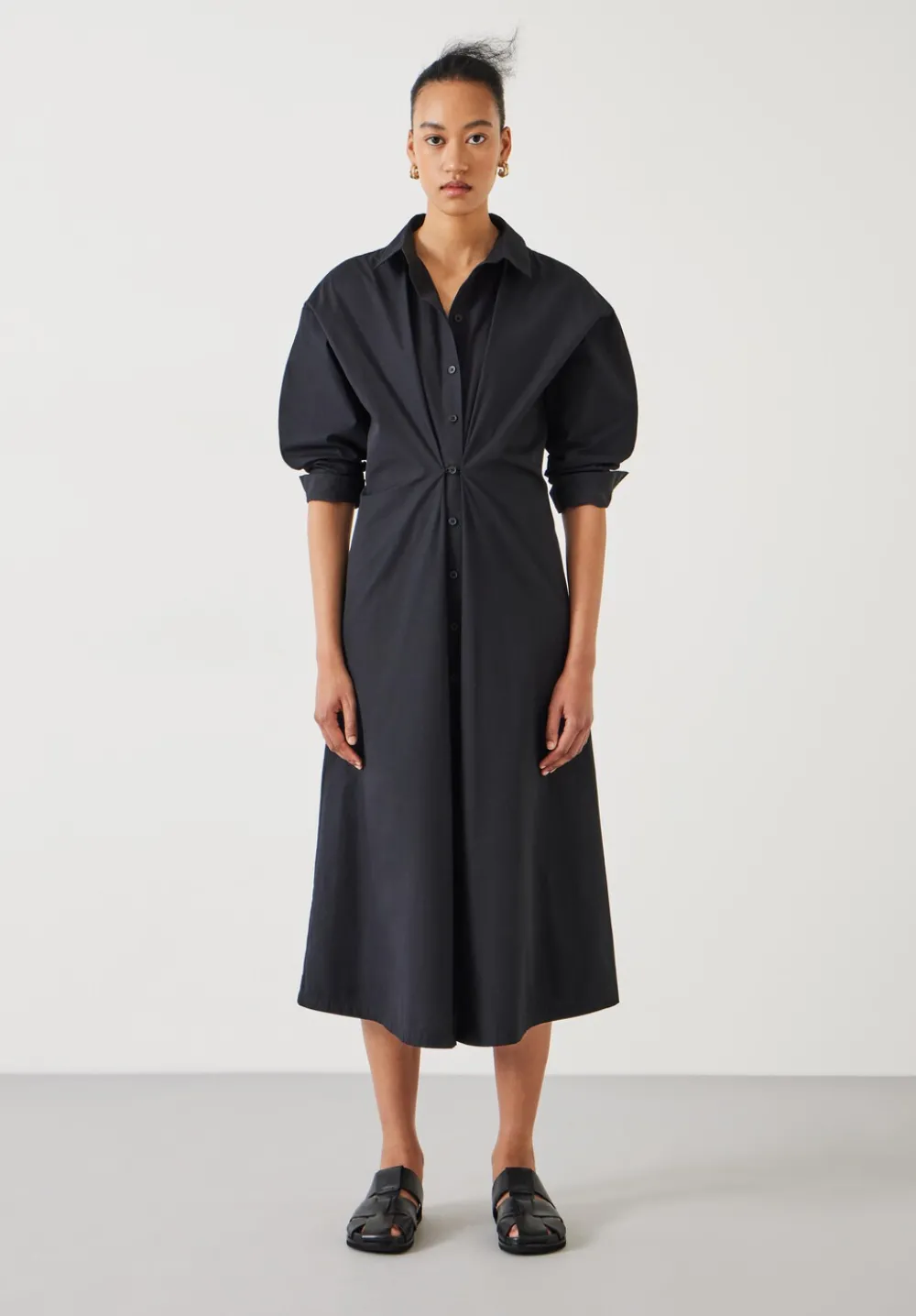 hush Dresses|Freddie Maxi Shirt Dress Black