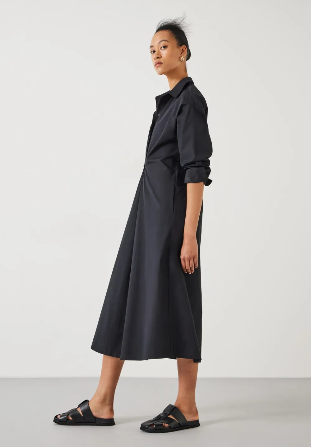 hush Dresses|Freddie Maxi Shirt Dress Black